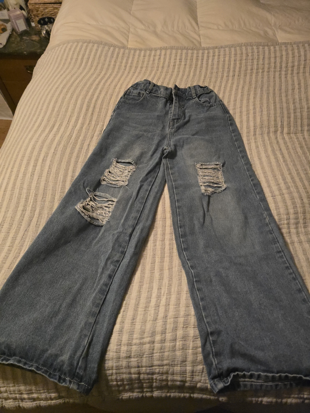 Girl's Wide Leg Destroyed Jeans 10